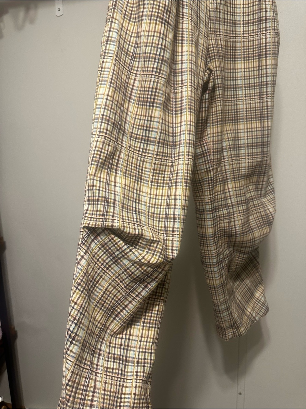Free People Men's Plaid Chinos in Tan & Brown
